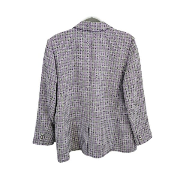NWT Loft Tweed Double Breasted Blazer Lavender Purple Green 14 - Picture 9 of 14